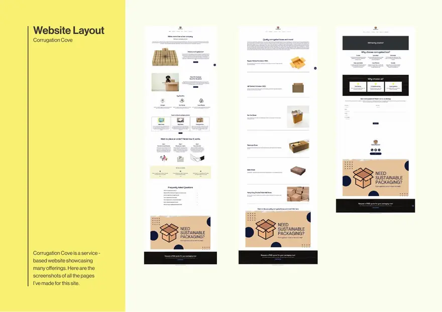 Corrugation Cove website layout
