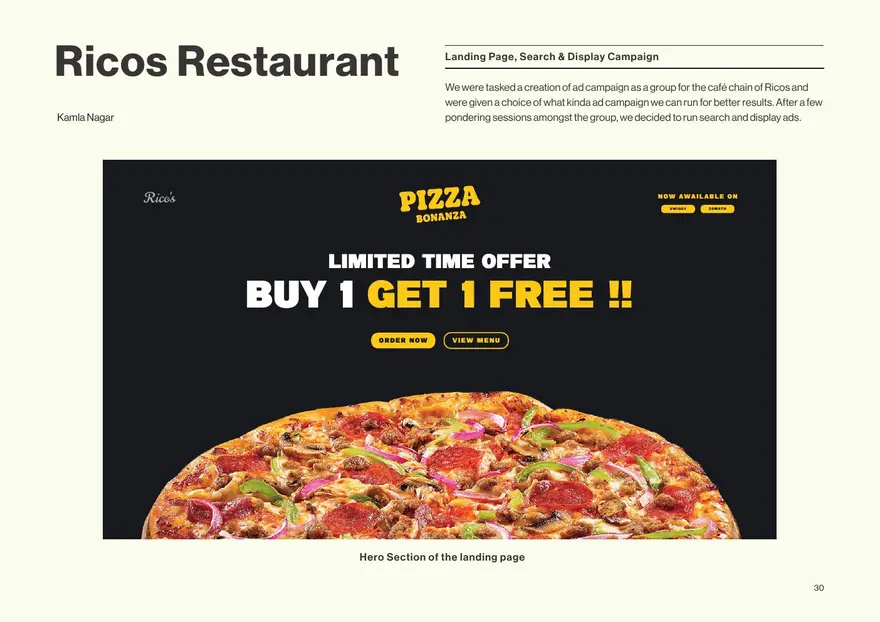 Ricos landing page hero